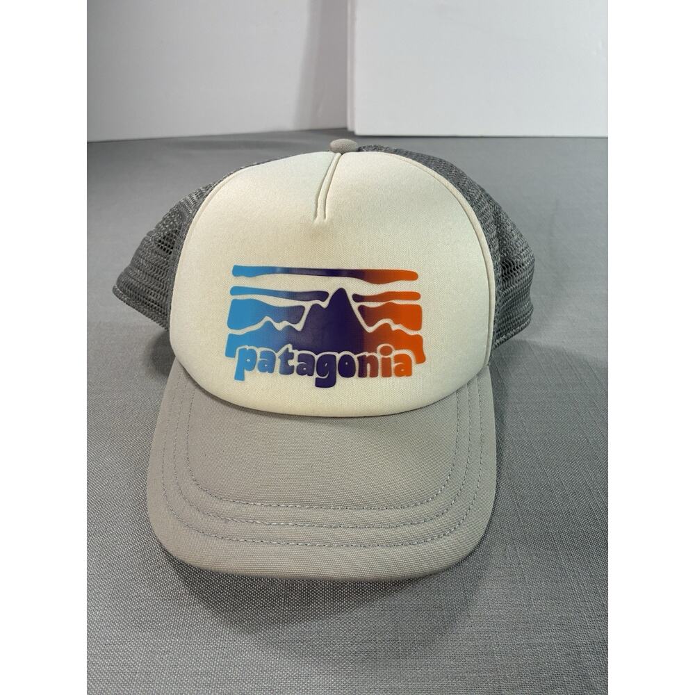 Patagonia Trucker Hat Mesh Snapback Gray White Retro Logo Cap